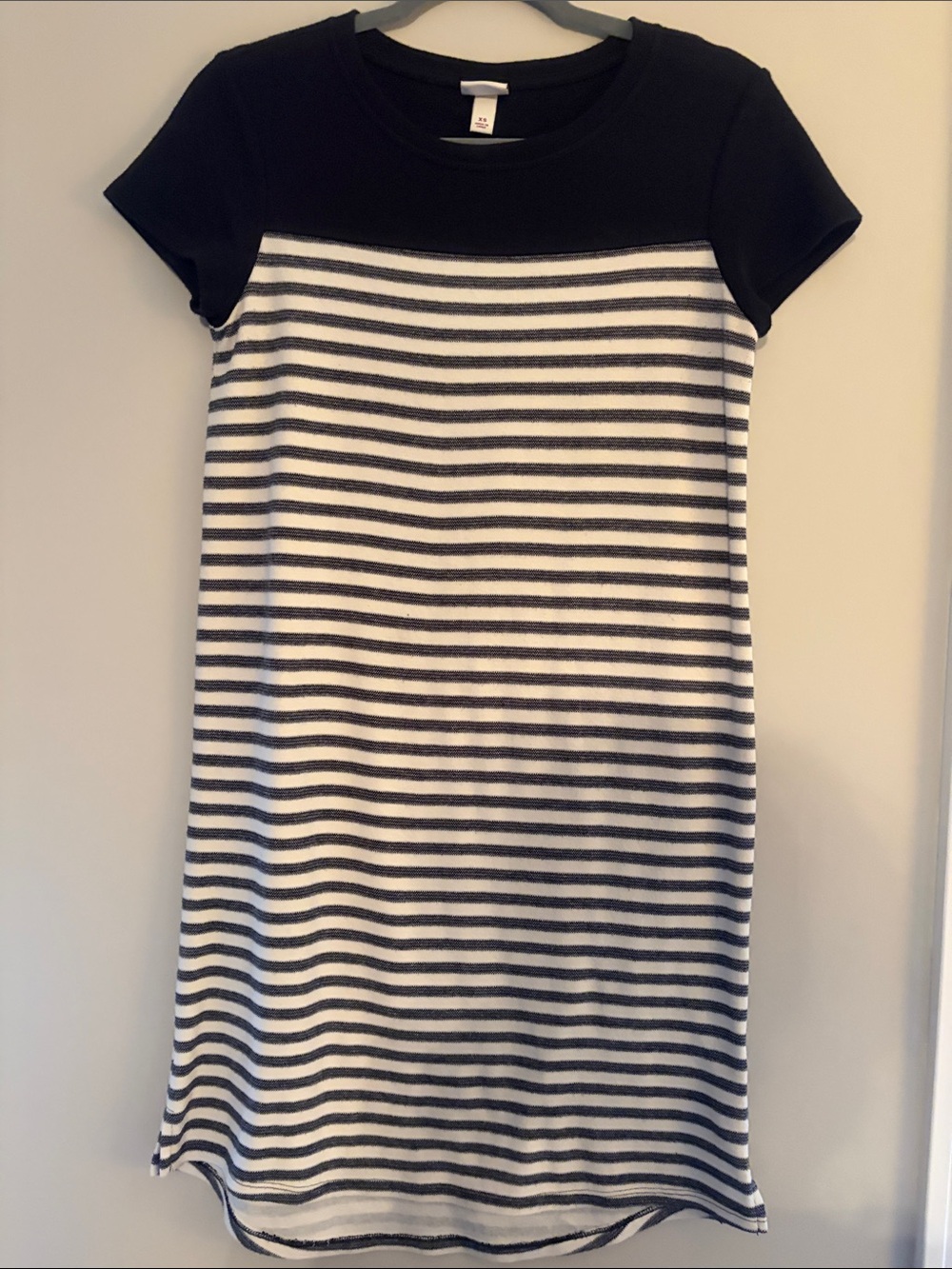 Merona Black & White Striped Short-Sleeve Shift Dress